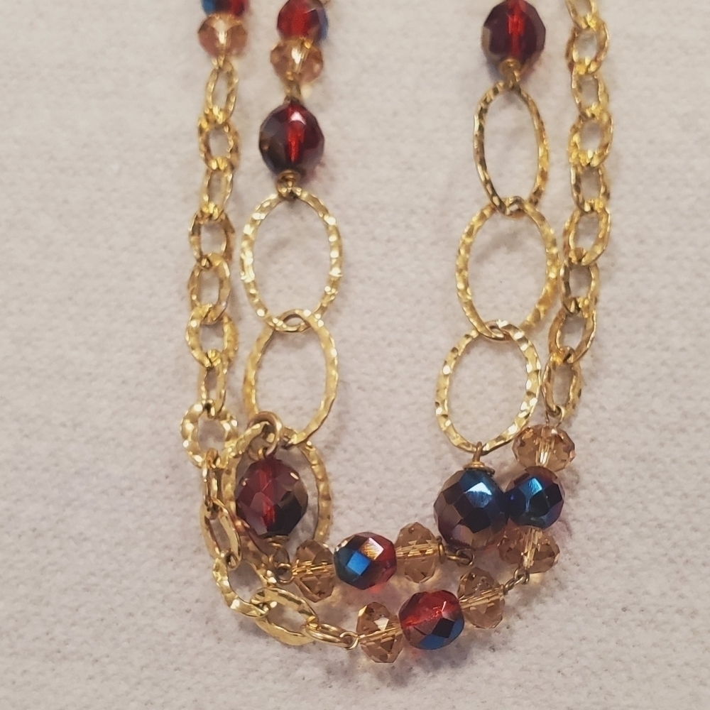 Long Double Layered Multigem Stone Necklace.  Very dressy 🌴